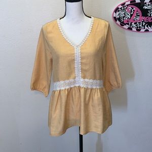 Orange Creek boho yellow lace blouse